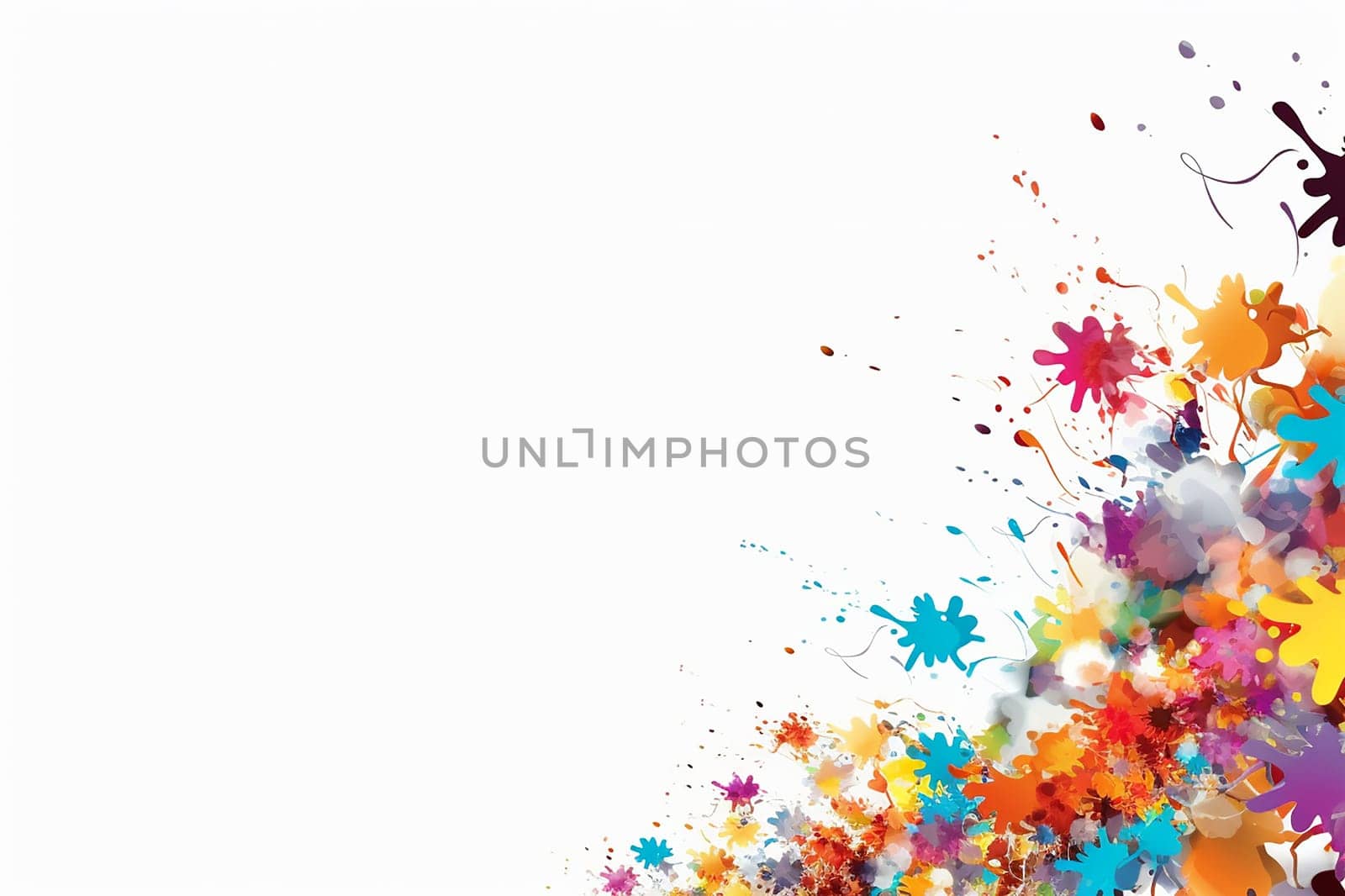 An illustration of an explosion of colorful paints on white background