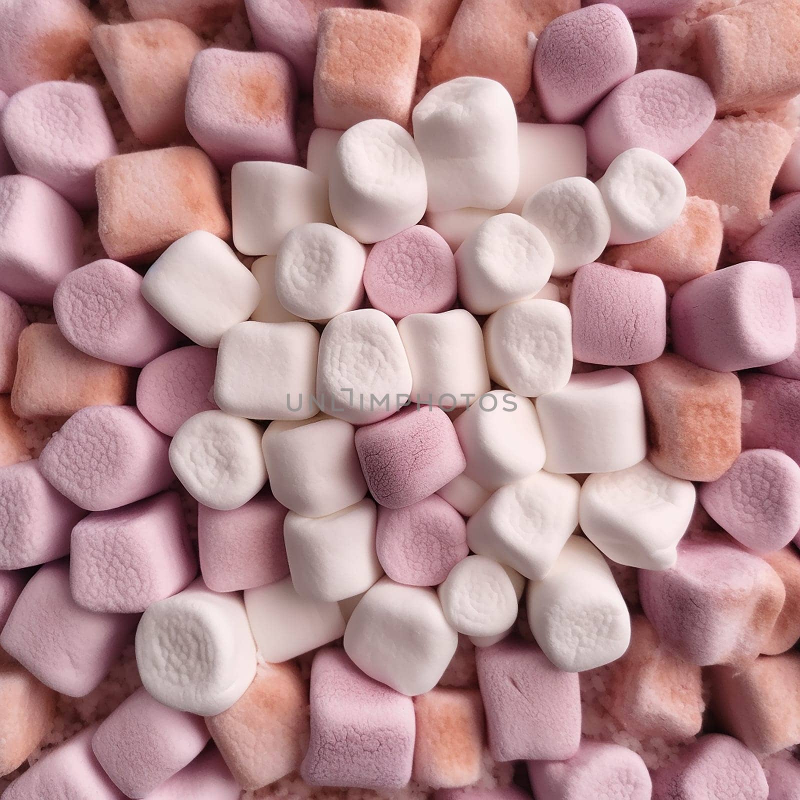 A Close-Up View of Soft and Squishy White and Pink Marshmallows, beautiful background