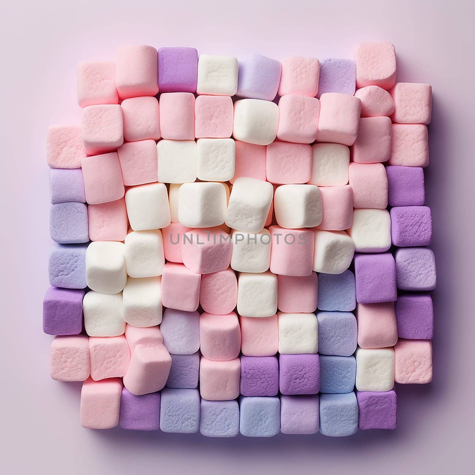 A Close-Up View of Soft and Squishy White and Pink Marshmallows by Hype2art