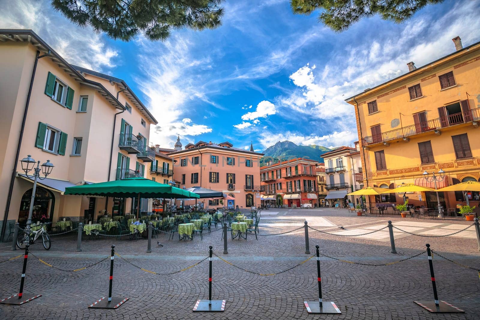 Town of Menaggio on Como lake cobbled square view by xbrchx
