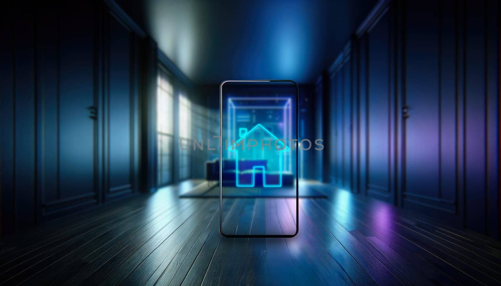 Smartphone and Smart home concept. Home innovation, Generative AI.