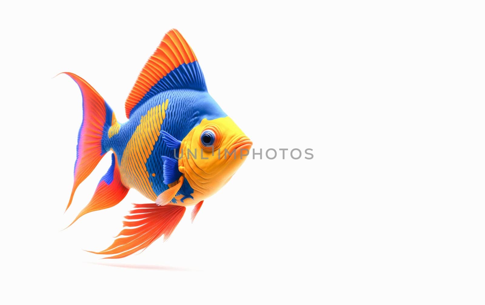 Beautiful colorful fantasy tetra fish on white background. Aquarium tropical fish. Space for text. by JuliaDorian