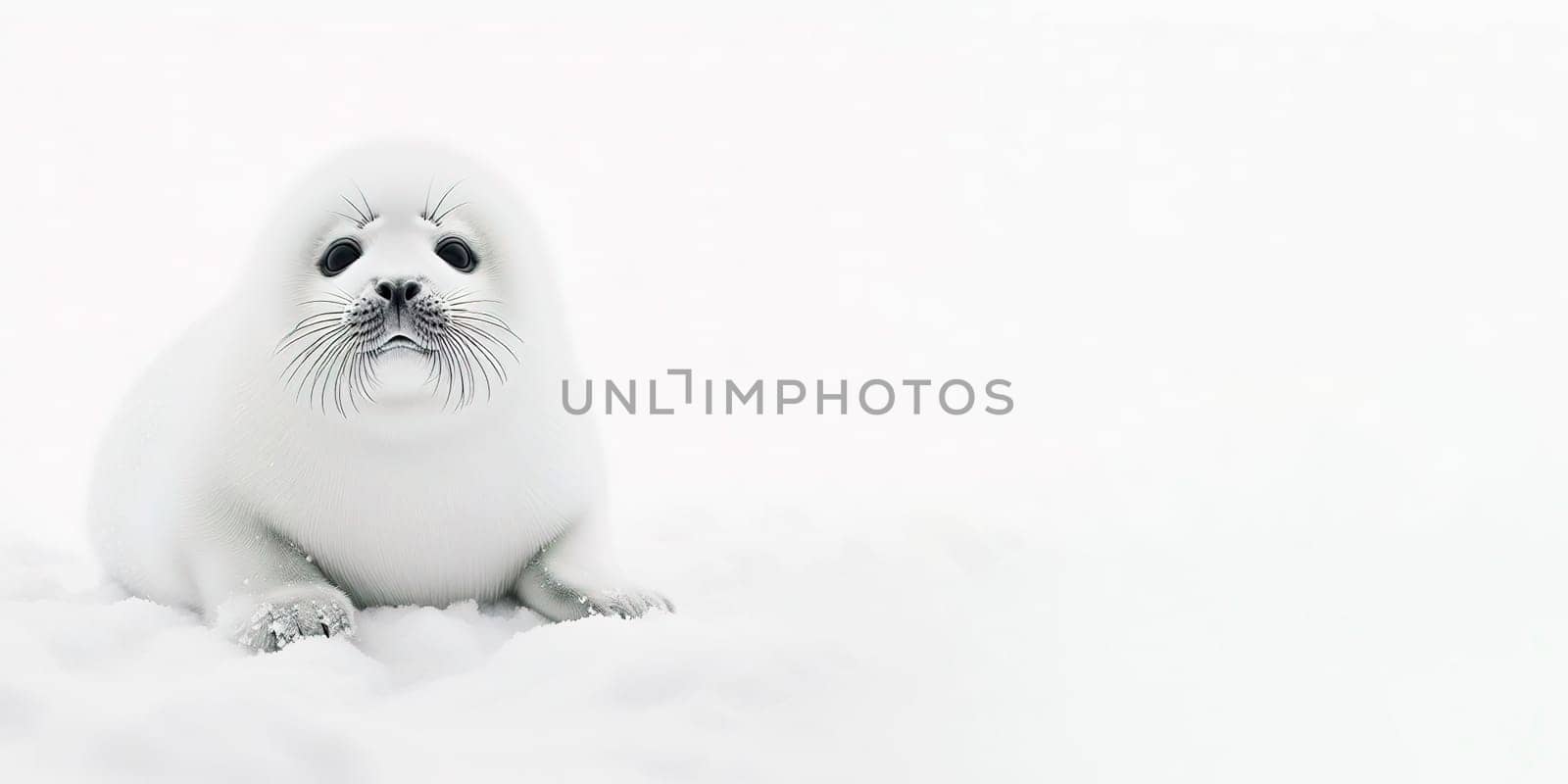 Seal pup in winter. Generative AI. High quality photo