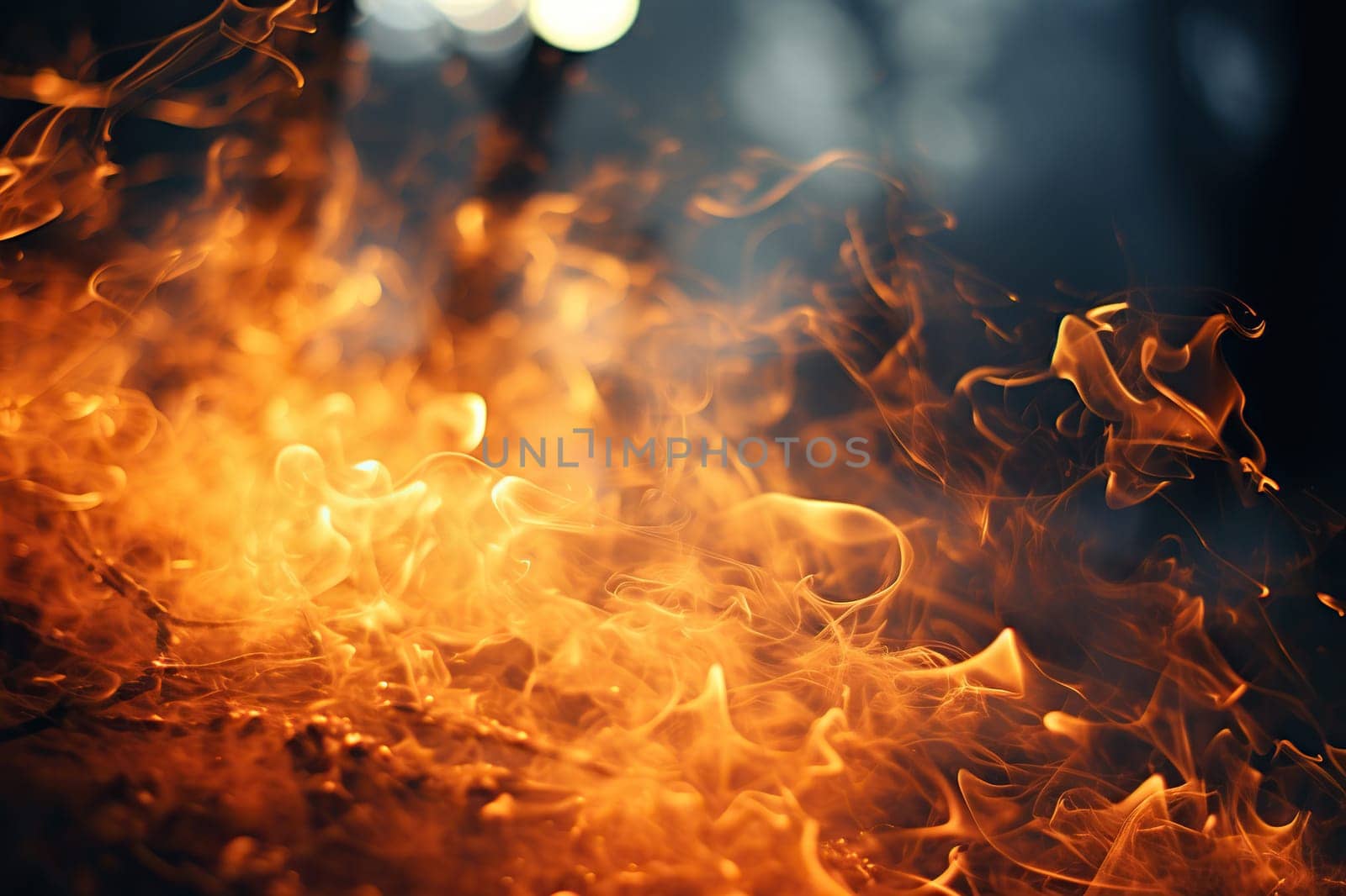 Abstract background with flames and bokeh in the background.