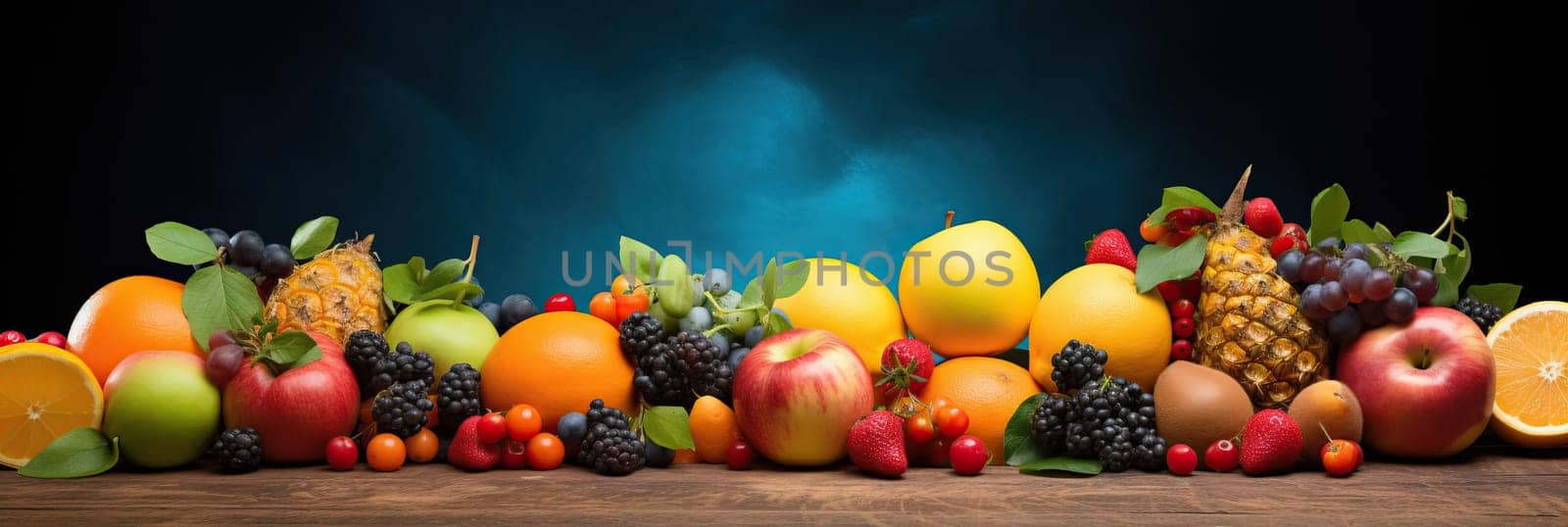 Panoramic wide organic healthy food background. Healthy vegan vegetarian food vegetables and fruits, copy space, banner. Food supermarket and clean vegan eating concept. by Angelsmoon