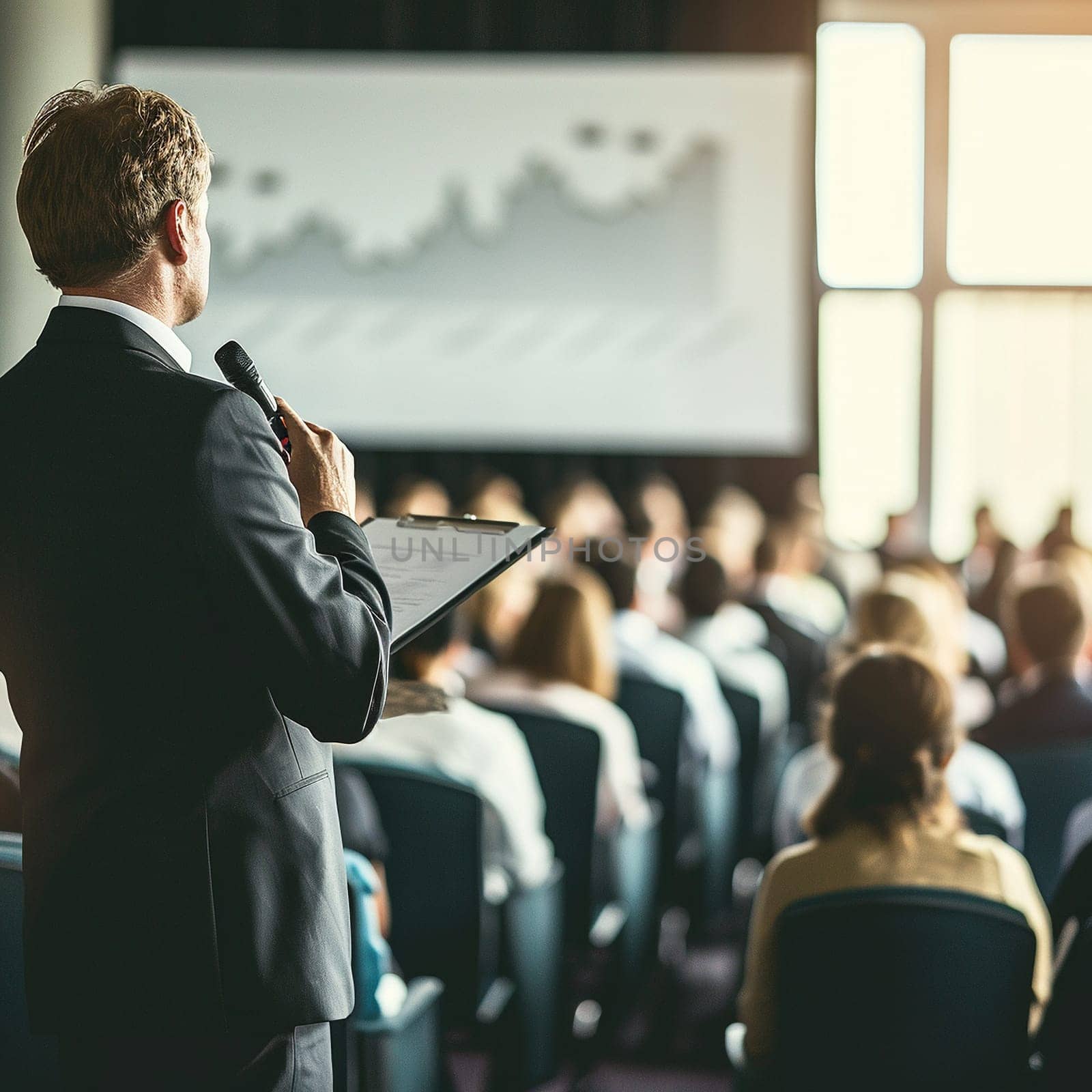 The speaker stands at the blackboard giving a lecture by NeuroSky