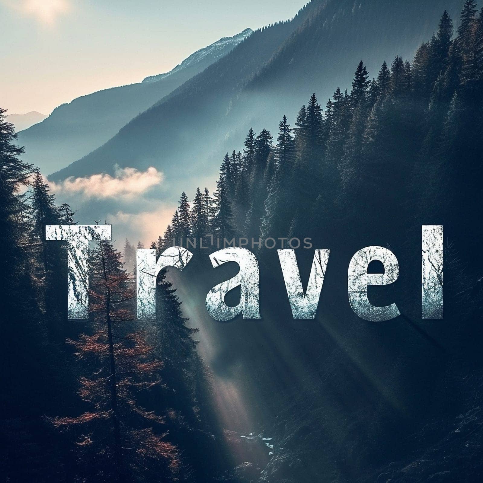 A beautiful travel logo with a forest. High quality illustration