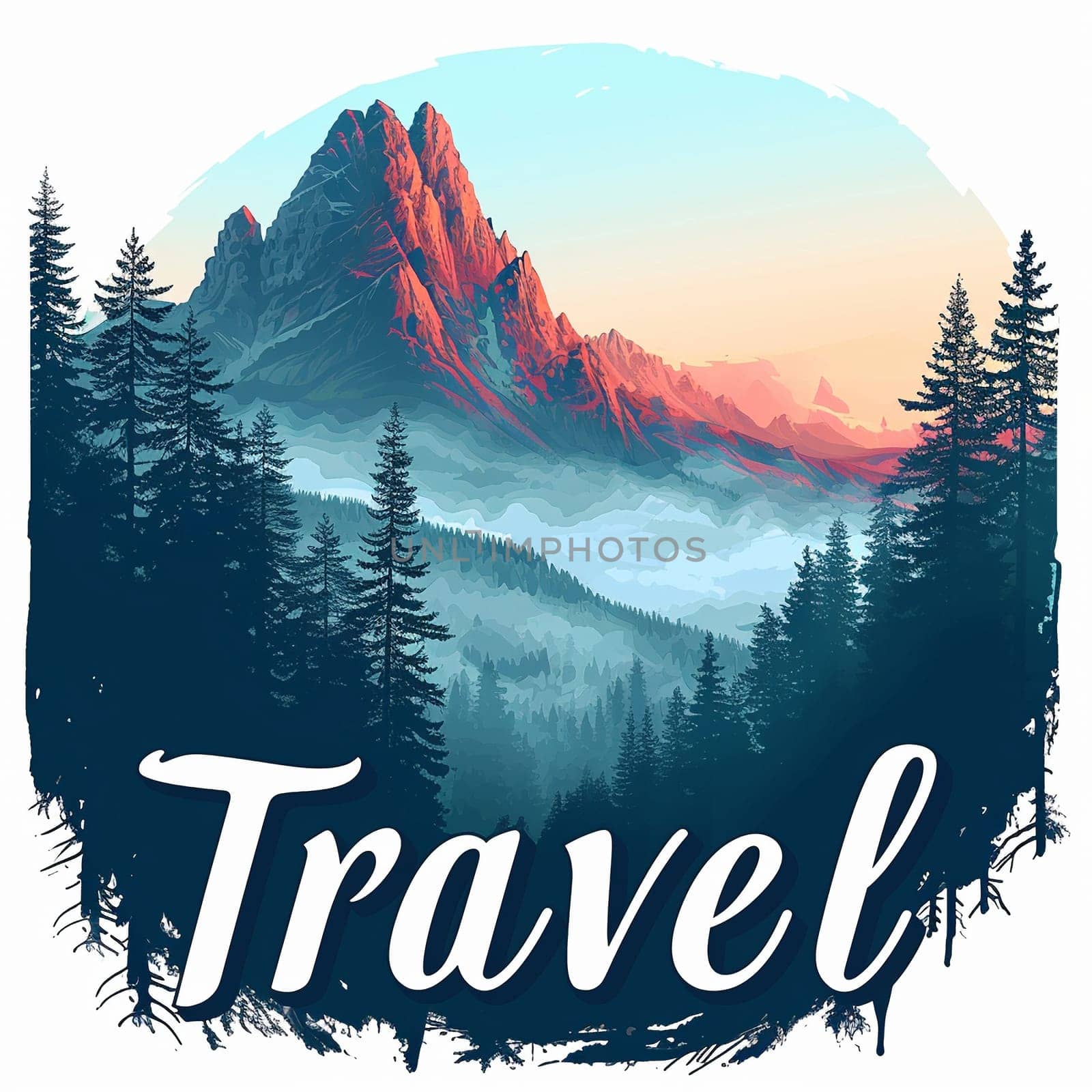 A beautiful travel logo with a forest by NeuroSky