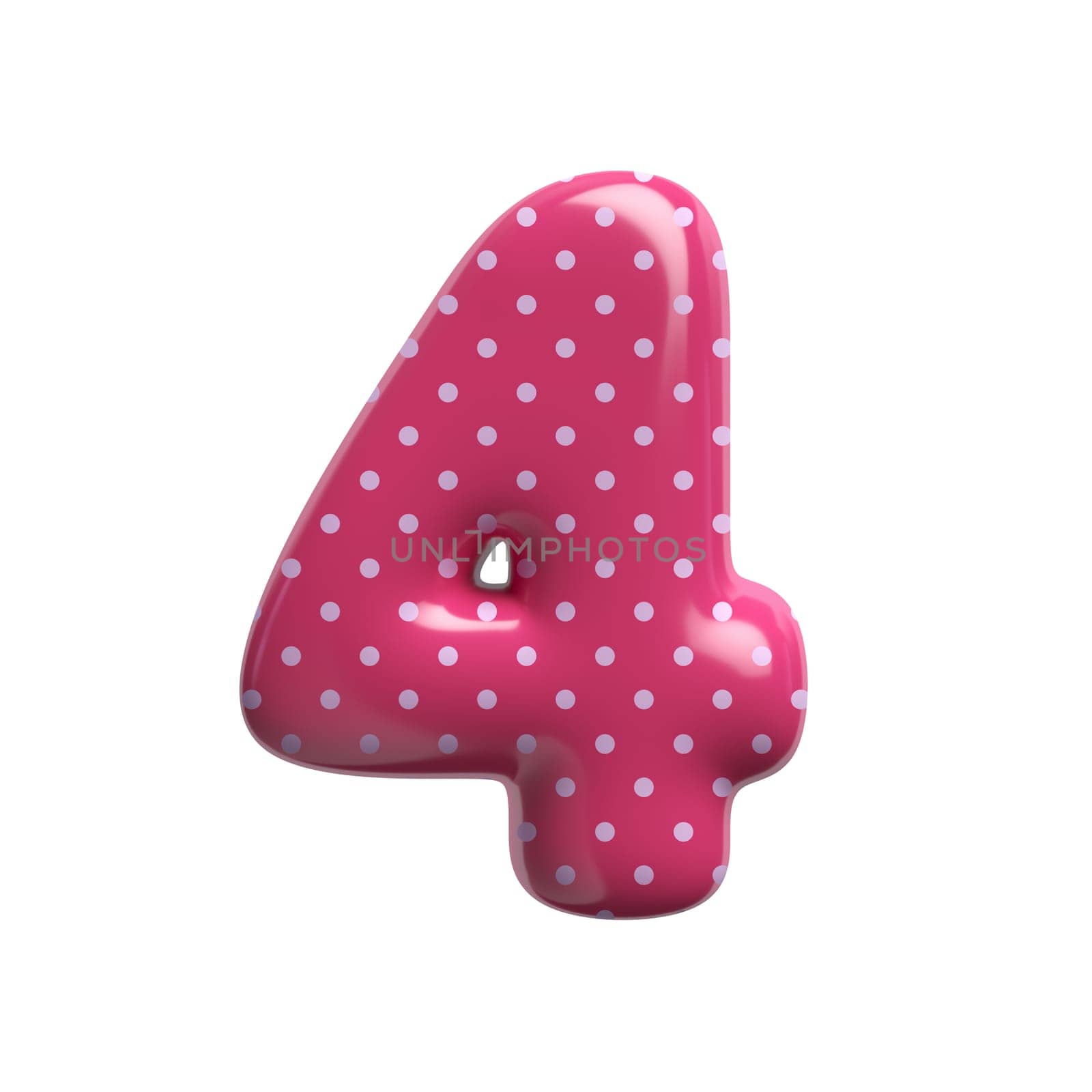 Polka dot number 4 - 3d pink retro digit - Suitable for Fashion, retro design or decoration related subjects by chrisroll
