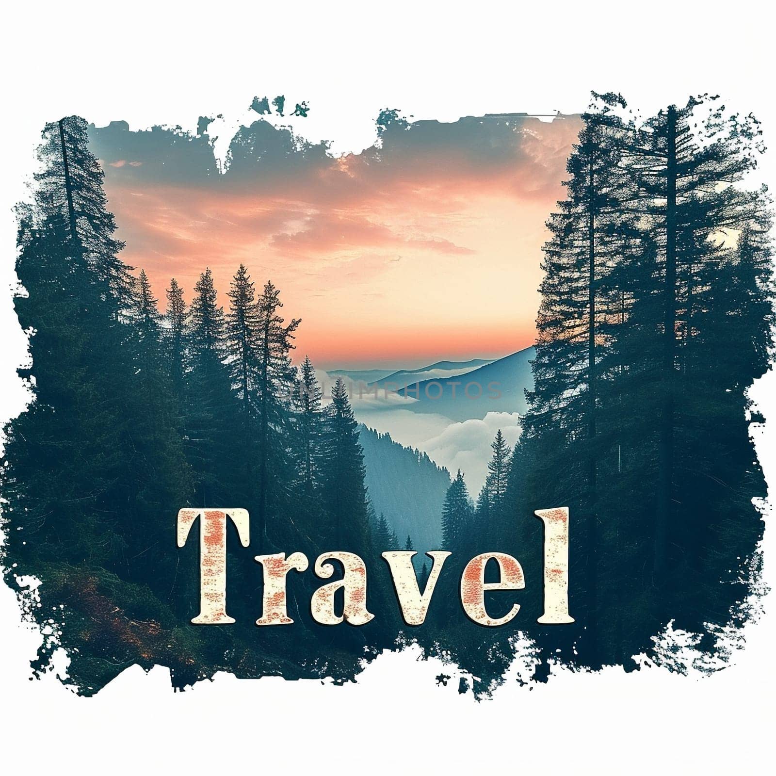 A beautiful travel logo with a forest. High quality illustration