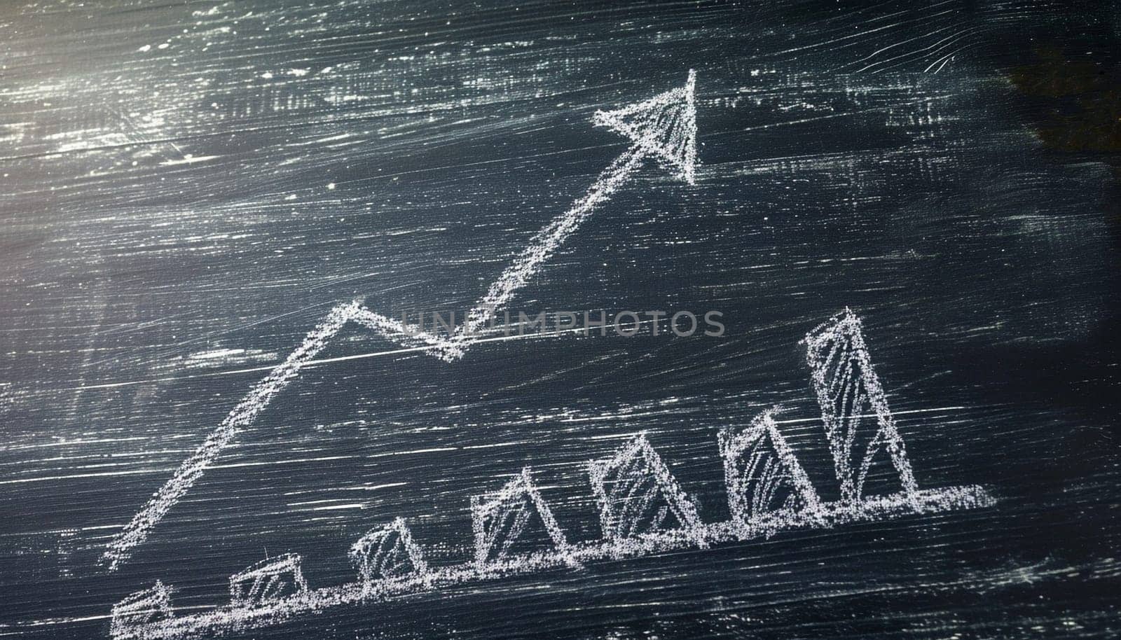 The arrow of the growing trend drawn on the board. High quality illustration