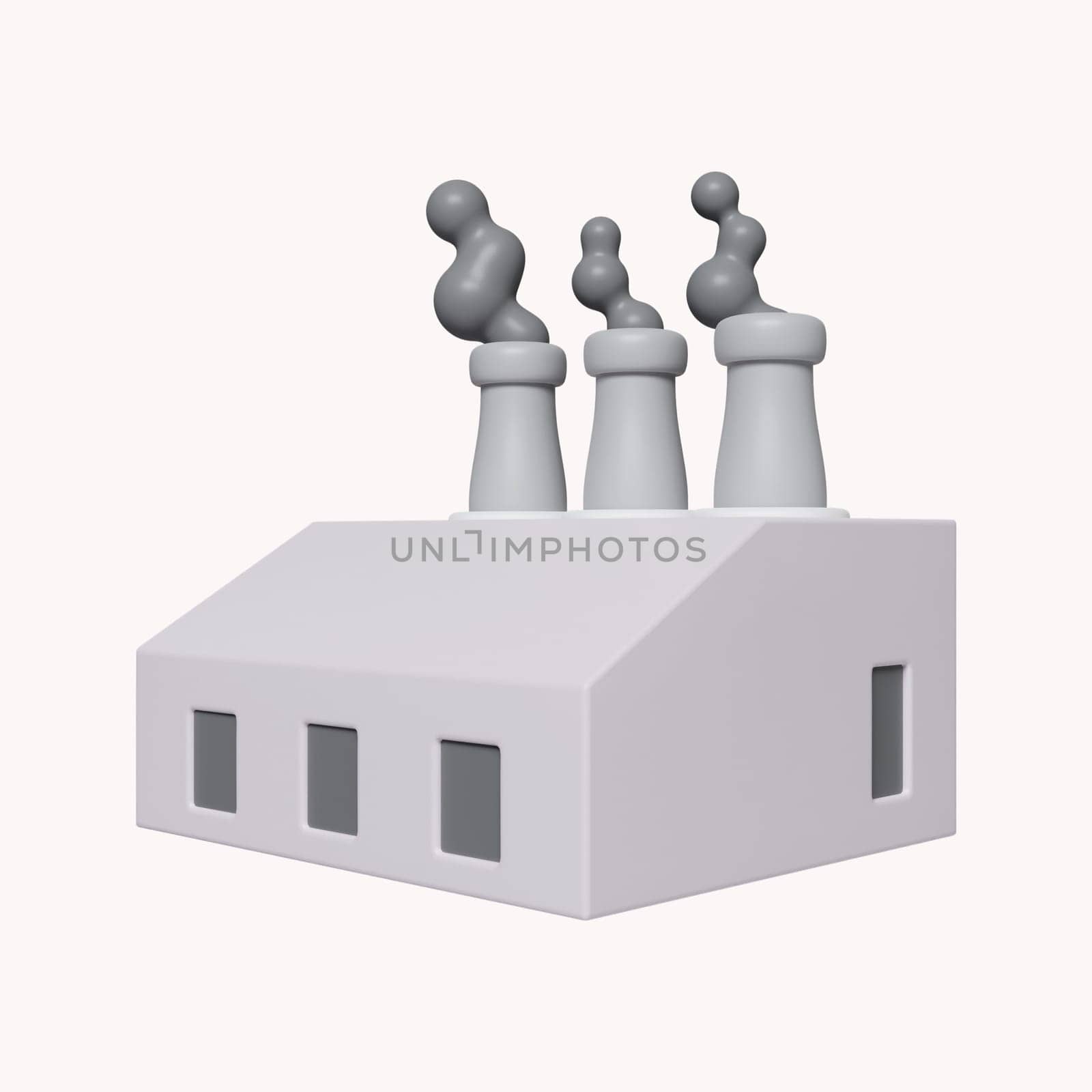 3d Globe Industrial factory. Renewable pollution resources. icon isolated on white background. 3d rendering illustration. Clipping path..