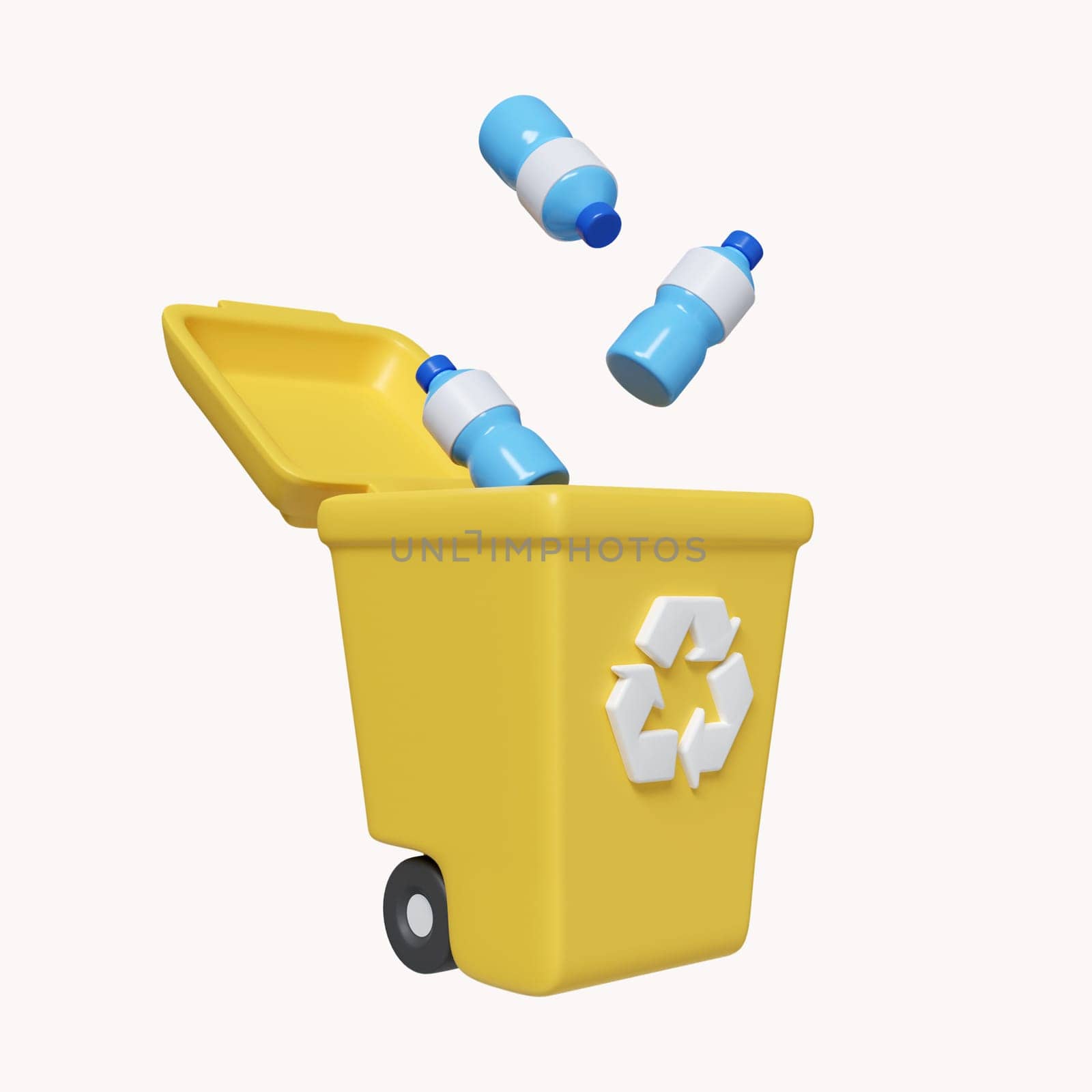 3d bin Recycle for save the earth and keep environment plastic. icon isolated on white background. 3d rendering illustration. Clipping path..