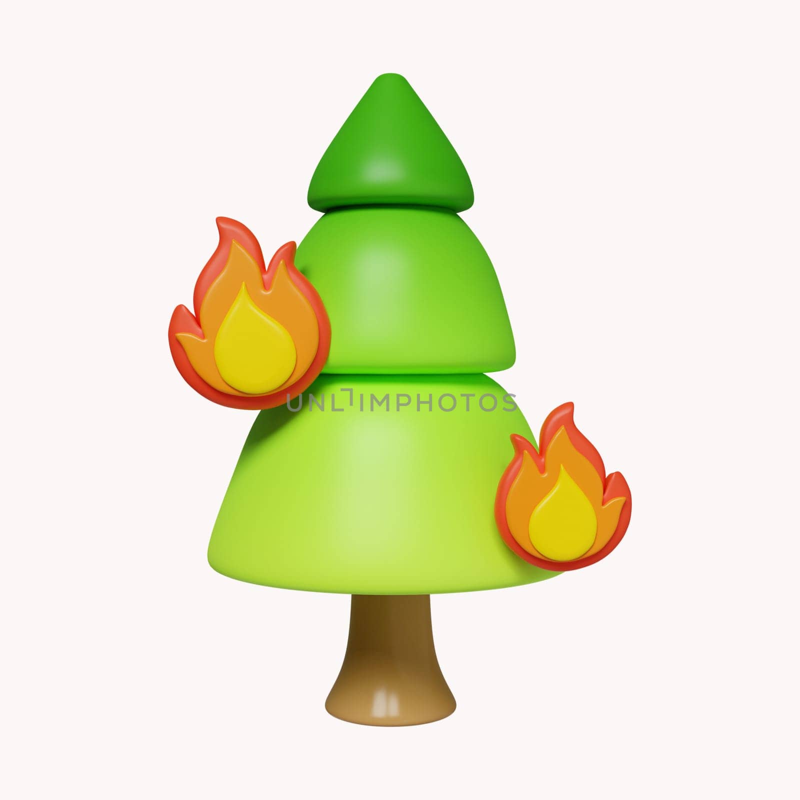 3d deforestation. global warming concept. icon isolated on white background. 3d rendering illustration. Clipping path..