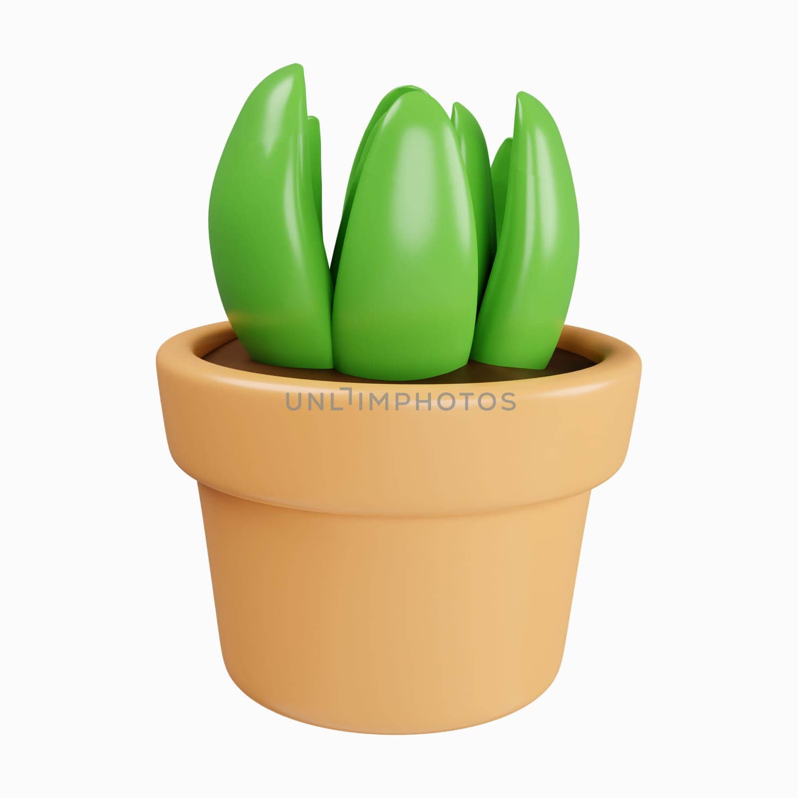 3d plant in plant pot. Floral arrangement garland. icon isolated on white background. 3d rendering illustration. Clipping path by meepiangraphic