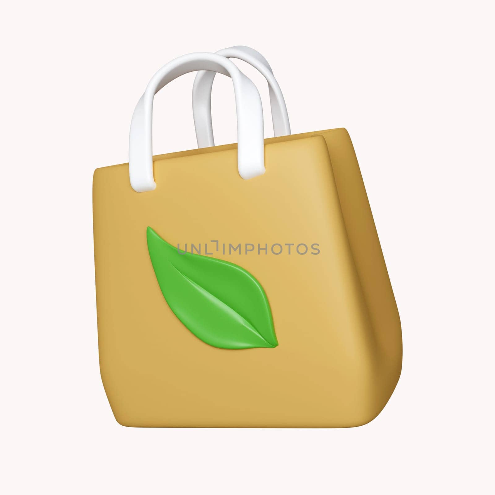 3d paper bag recycle. save the planet and energy concept. icon isolated on white background. 3d rendering illustration. Clipping path..