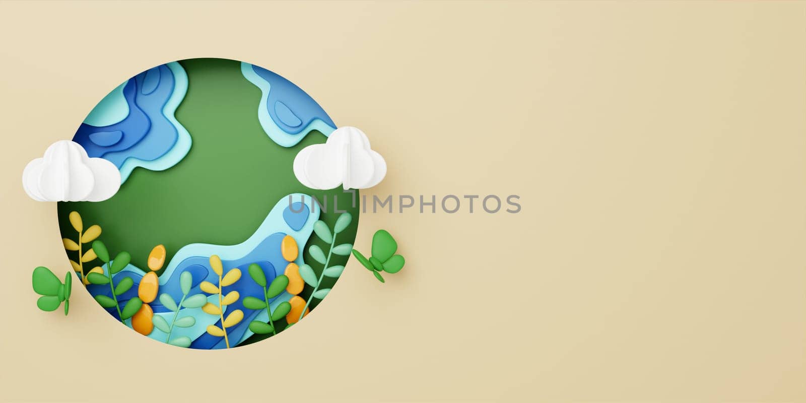 3d World environment and earth day concept , Green planet environmental protection , Save the planet. 3d rendering illustration..