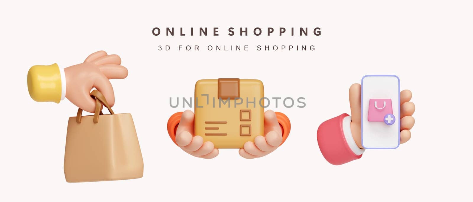 3d Set of shopping online concept. icon isolated on white background. 3d rendering illustration. Clipping path..