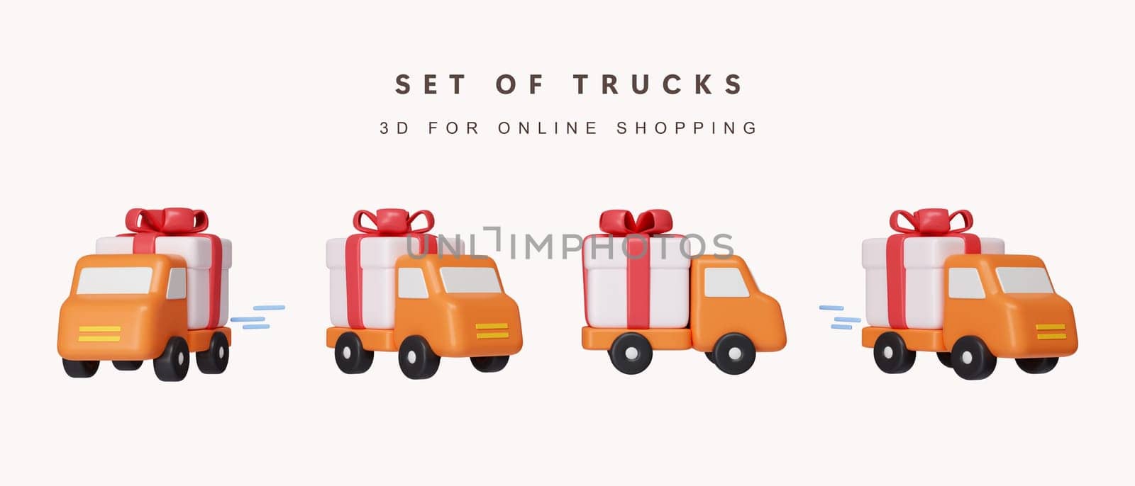 3d Set of delivery for shopping online concept. icon isolated on white background. 3d rendering illustration. Clipping path..