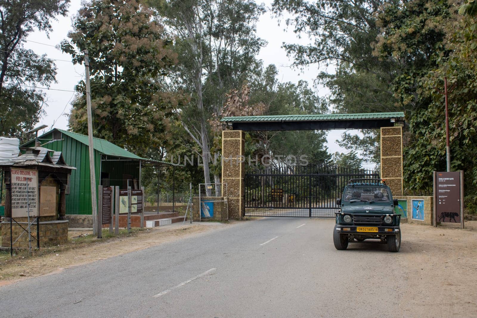 Step into the wilderness as the majestic view of the Tiger Reserve's entrance.High quality image