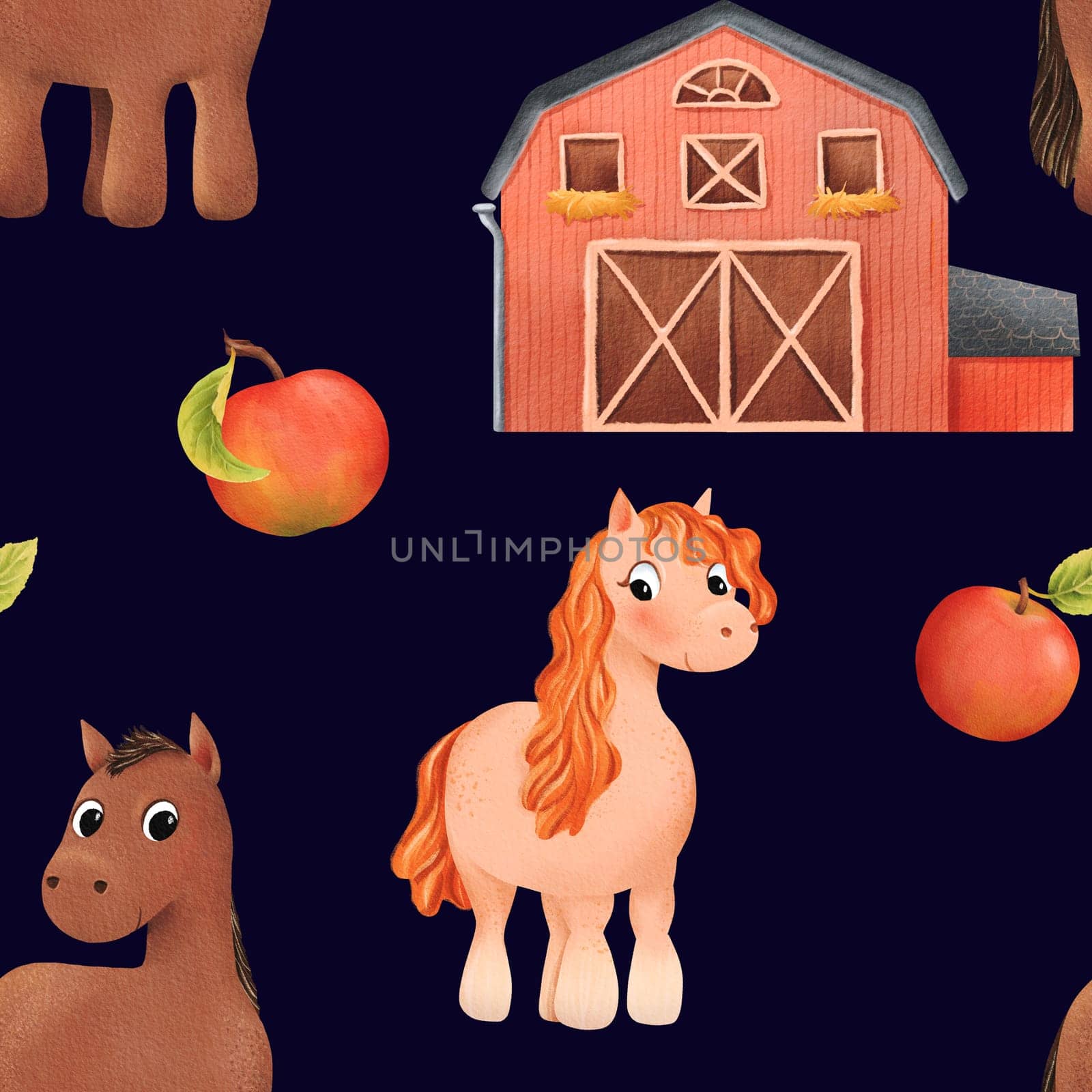Set of cute watercolor pony isolated. Little horse. Funny animal for kid. Design for baby shirt design, nursery decor, card making, party invitations, logos, greeting cards, posters, D.I.Y. and other.