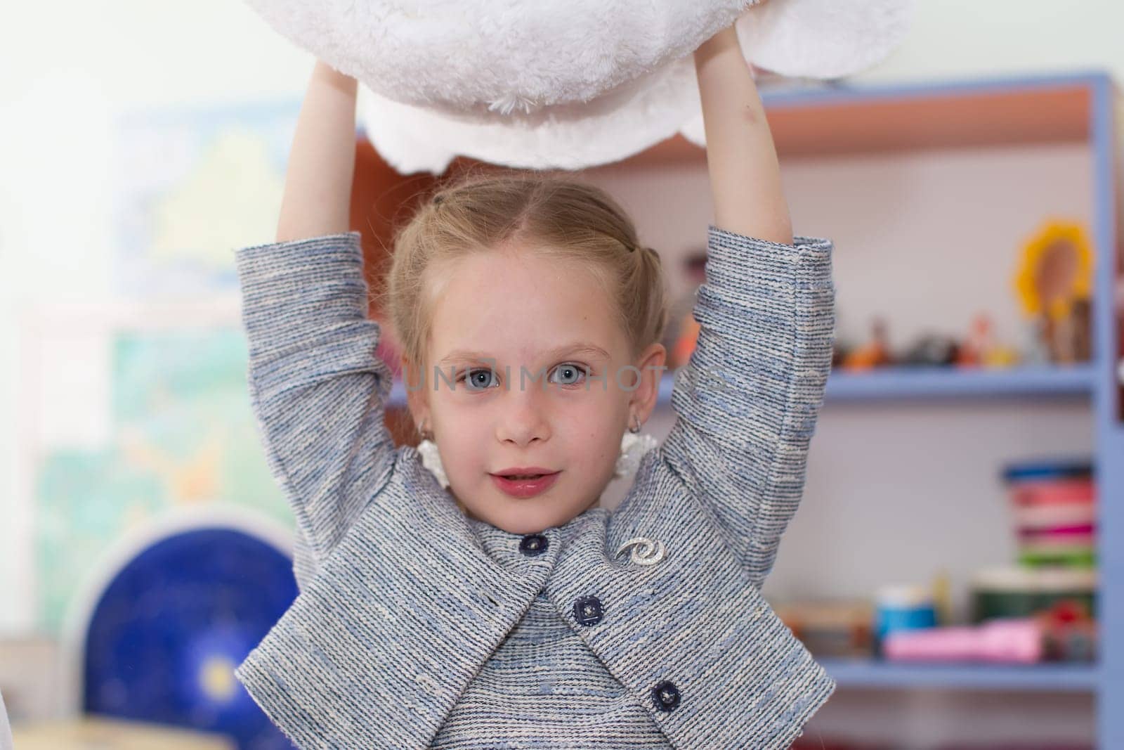 Belarus, Gomel, May 29, 2018. The kindergarten is central. Open Day.Portrait of preschool child.