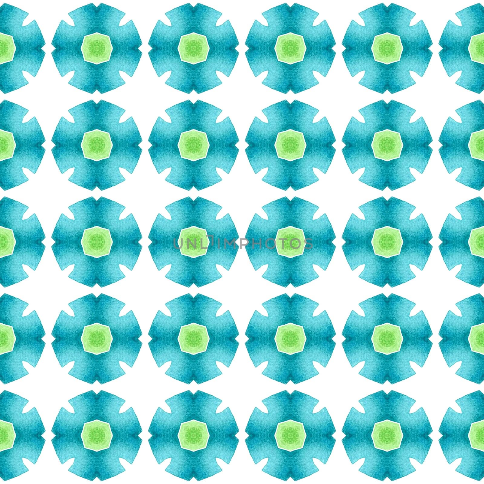 Mosaic seamless pattern. Green lovely boho chic summer design. Textile ready powerful print, swimwear fabric, wallpaper, wrapping. Hand drawn green mosaic seamless border.