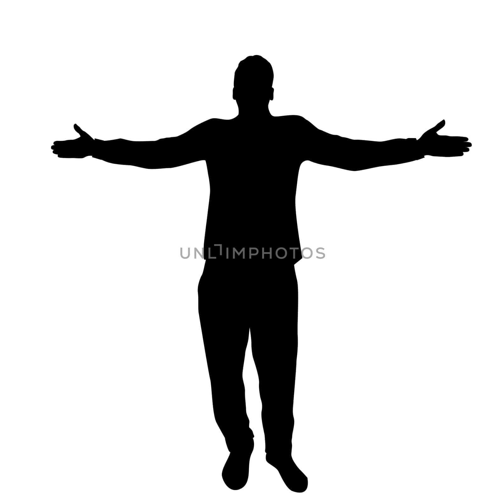 Silhouette of a man enjoying life. Man with arms wide open by hibrida13