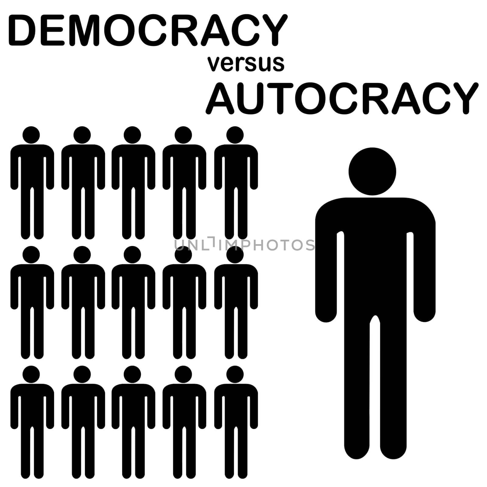 Democracy versus Autocracy, abstract concept by hibrida13
