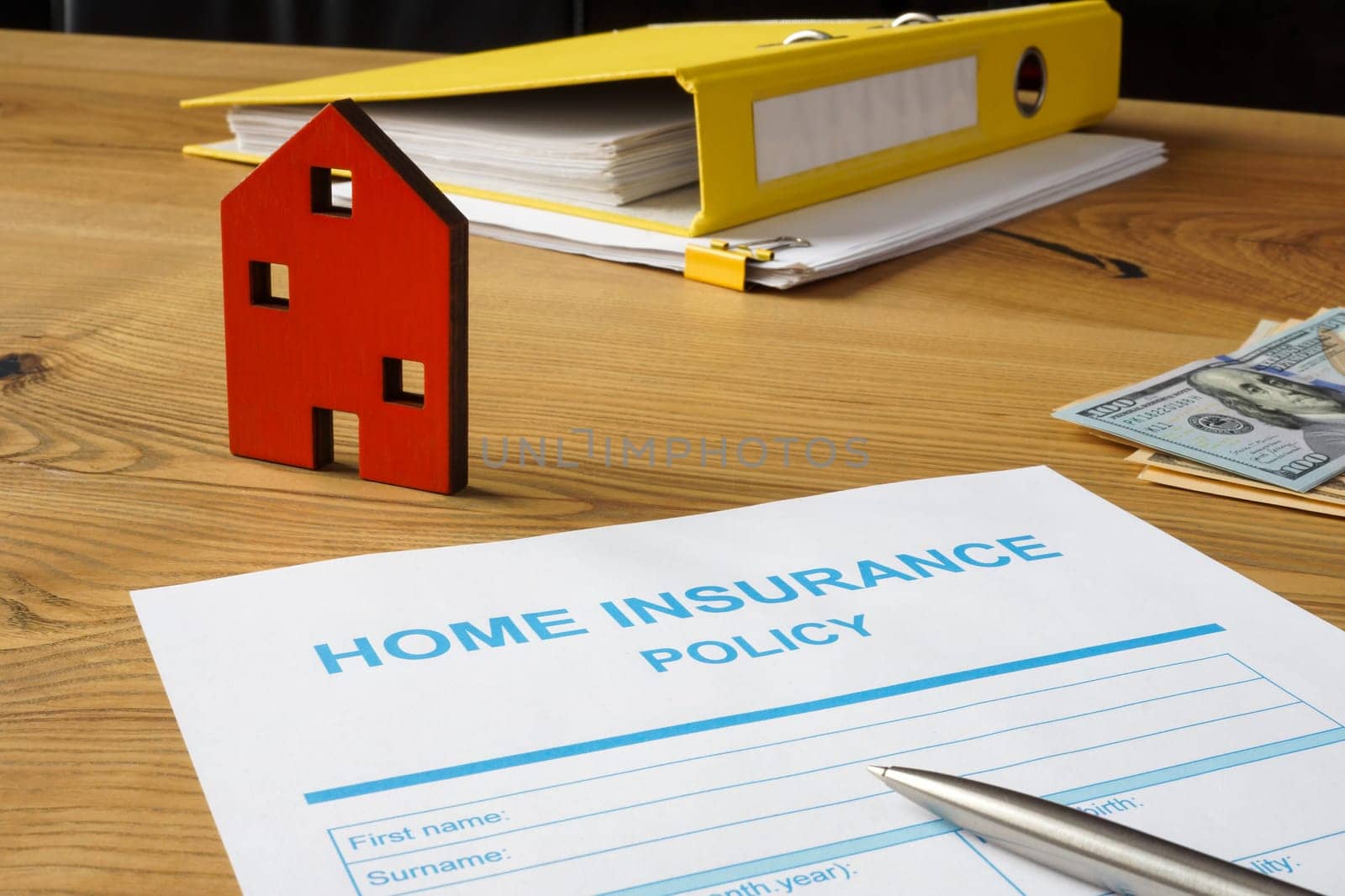 Home insurance policy ready for signing. by designer491