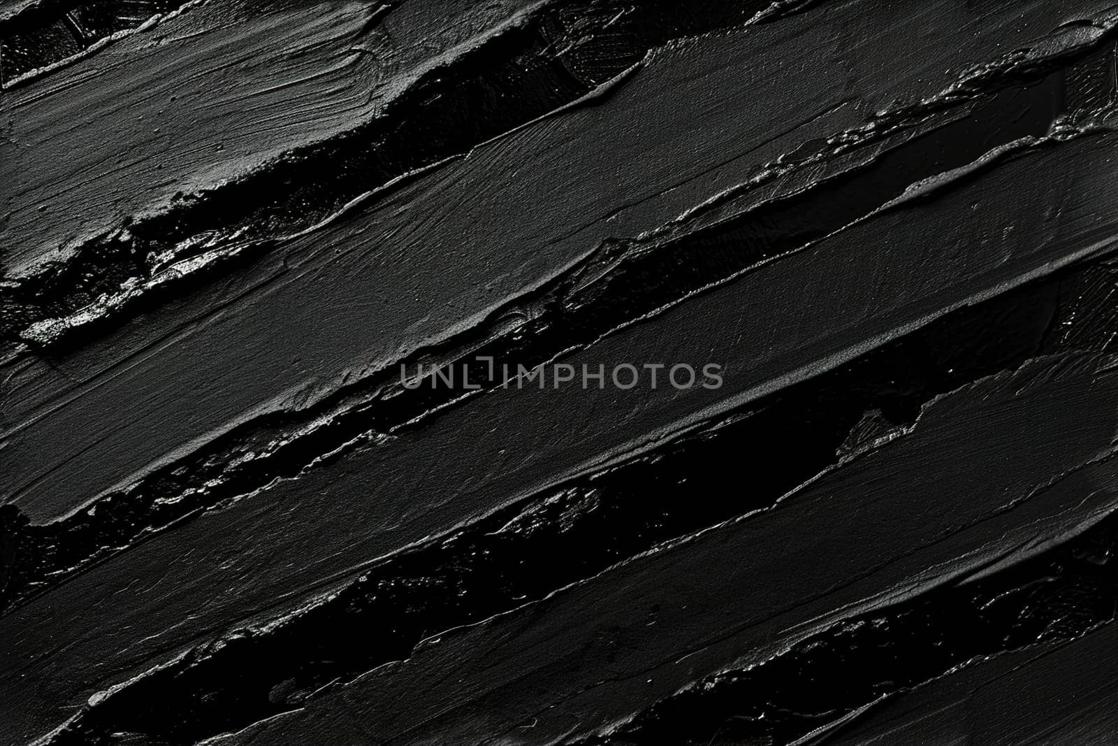 Abstract textured black paint strokes on a matte surface create a bold, monochromatic piece, suitable for modern art collections, edgy graphic designs, or striking interior accents. Generative AI. by creativebird