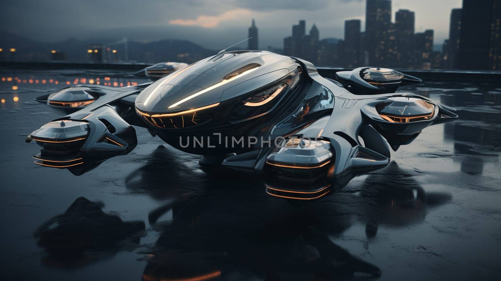 futuristic car fast driving in sci fi tunnel, coridor. Concept of future. 3d rendering.