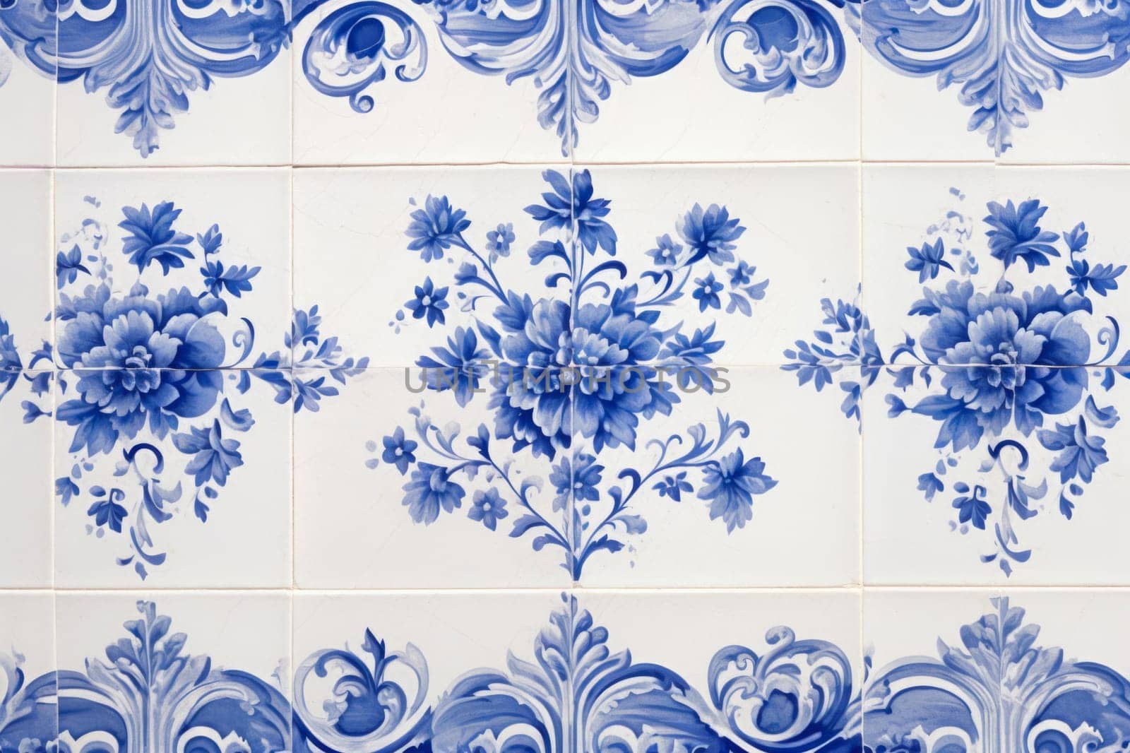 Typical old tiles of Portugal, detail of a classic ceramic tiles azulejos, art of Portugal