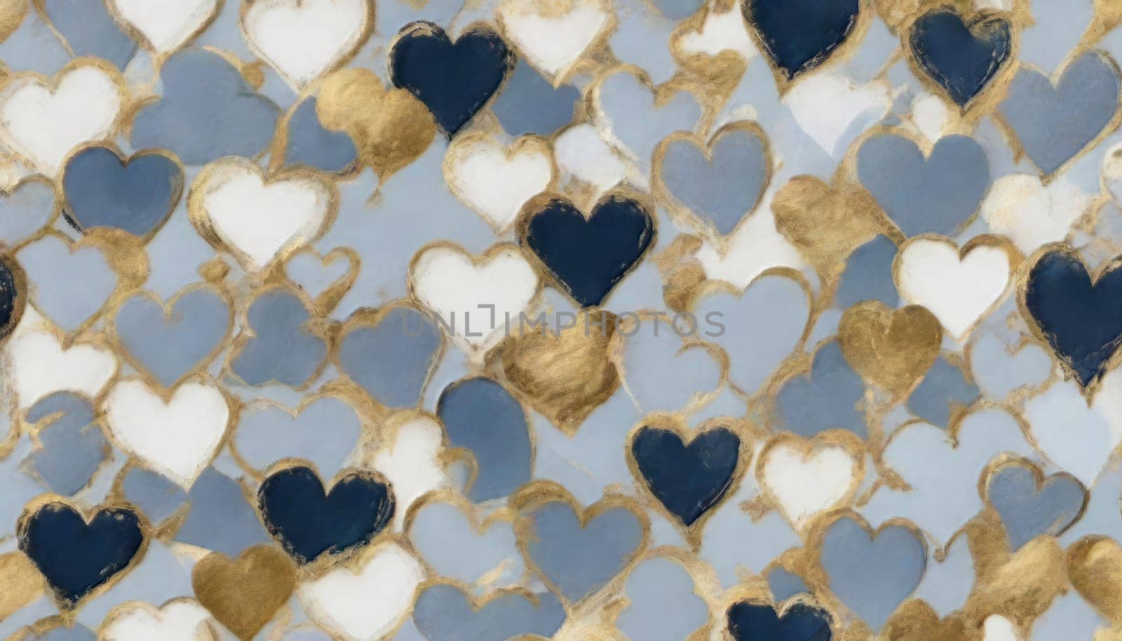 Blue Hearts with Gold Foil by nkotlyar