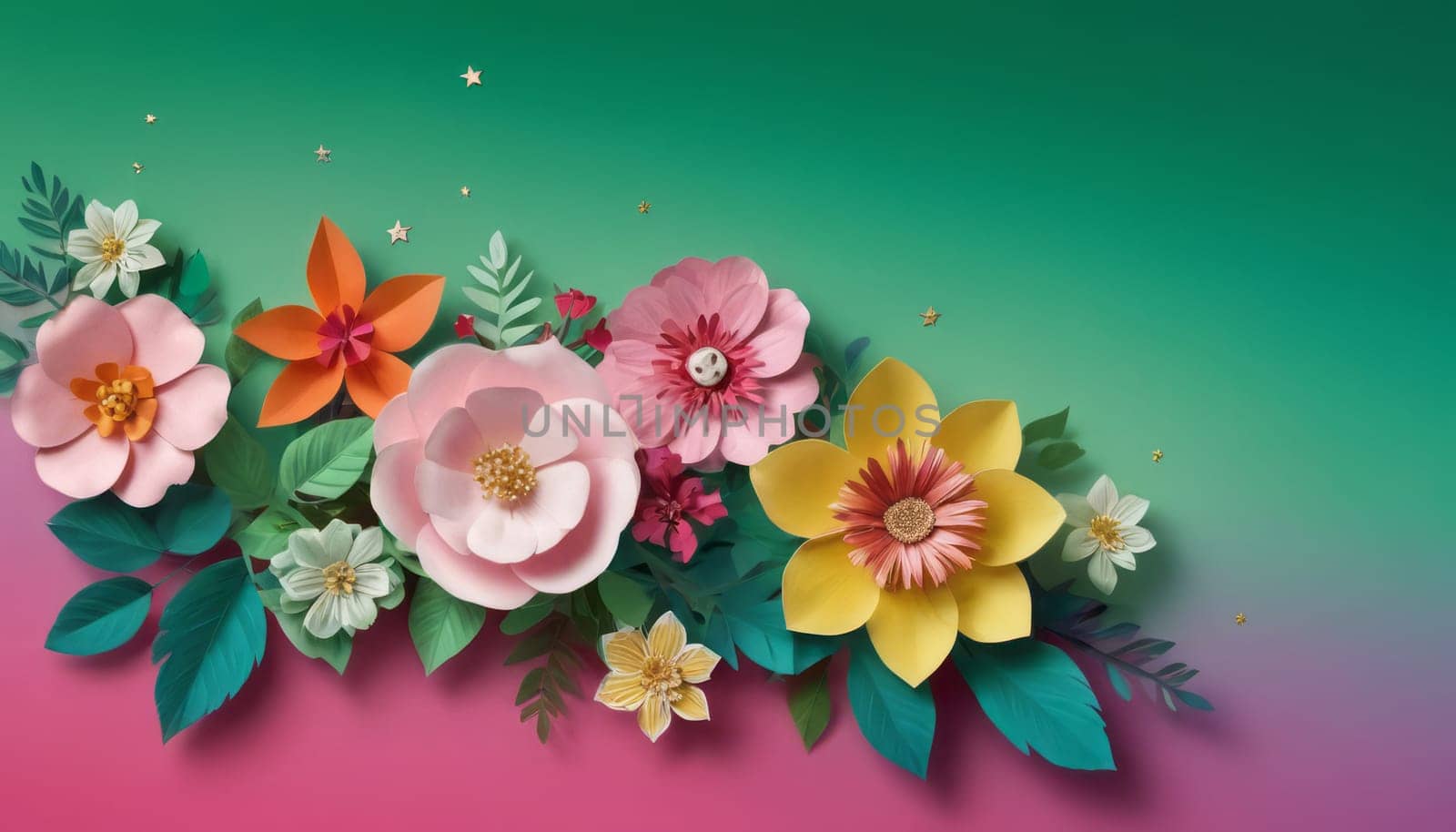 A wonderful festive background for Valentine's day, flower,pink flower,gradient,starry background,leaf,white flower,pink rose,green background,red flower,yellow flower,purple flower,orange flower,blue gradient background