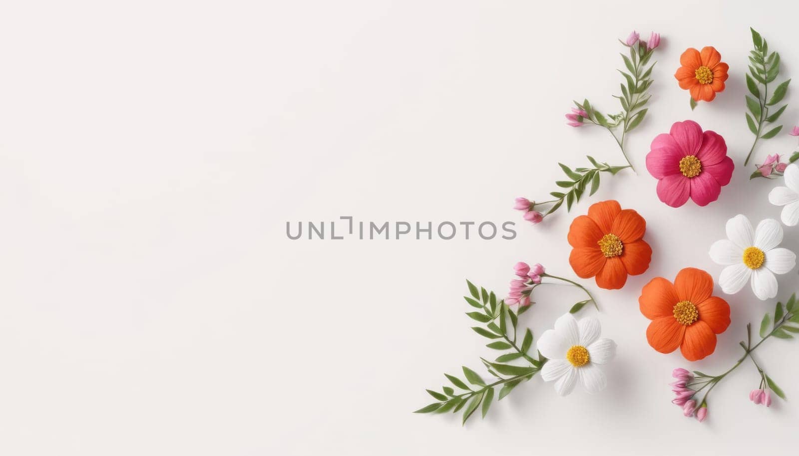 Simple Background with Pink and Blue Flowers by nkotlyar