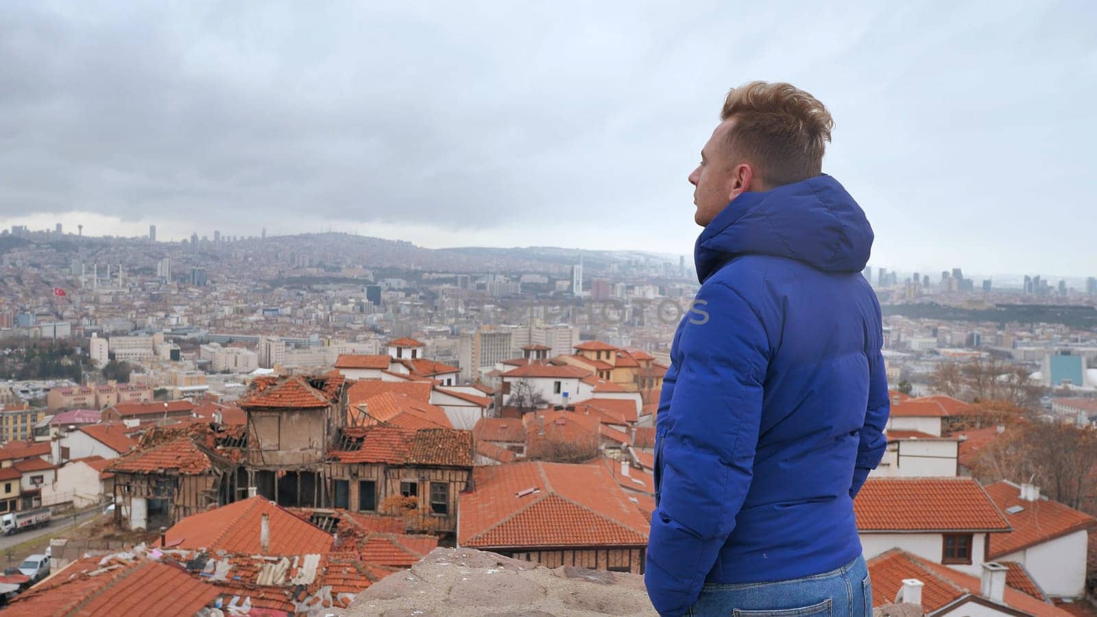 A tourist looks at the panorama of Ankara, the capital of Turkey