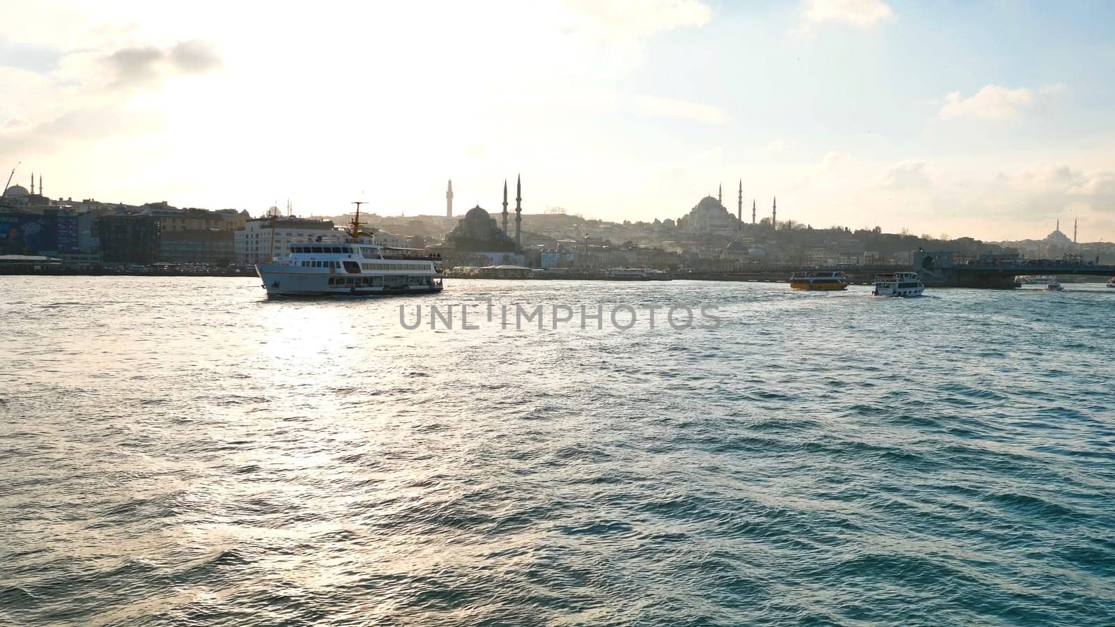 View of Bosphorus Strait in Istanbul, Turkey. Bosphorus strait separates the European part from the Asian part of Istanbul