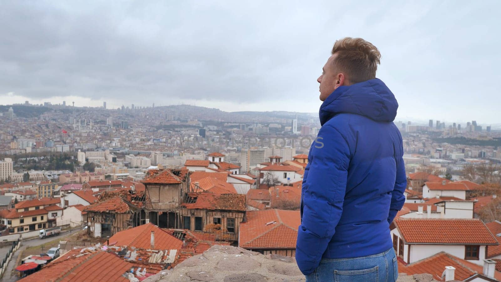 A tourist looks at the panorama of Ankara, the capital of Turkey