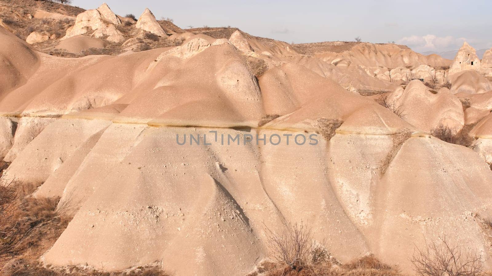 Volcanic rocks of Cappadocia in the winter. Turkey