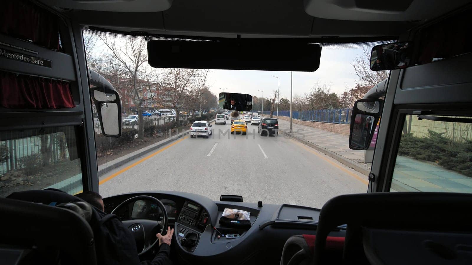 Ankara, Turkey - January 9, 2020: City bus rides from the airport. by DovidPro