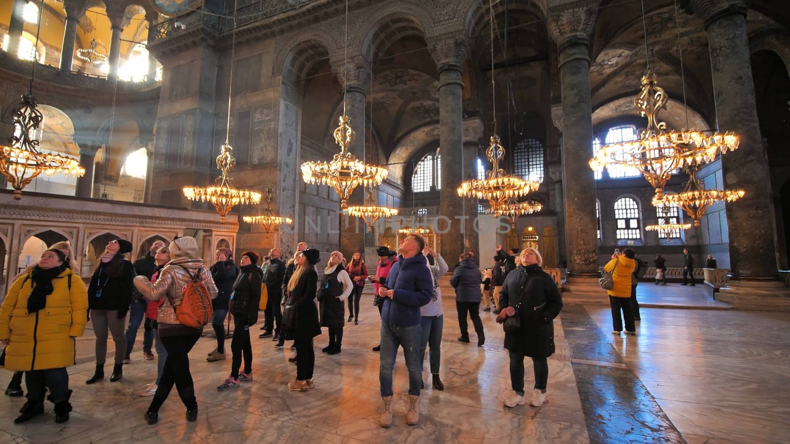 Istanbul, Turkey - January 8, 2020: The interior of the Hagia Sophia. by DovidPro