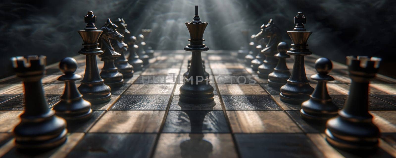 Chess Game with Dramatic Backlight and Smoke, Strategy and Tactics
