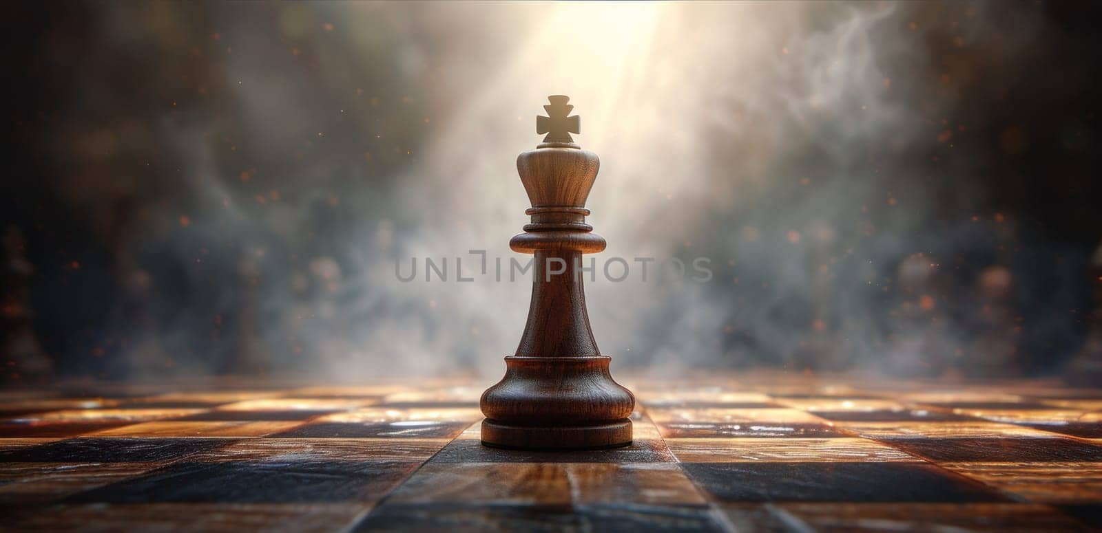 Chess Game with Dramatic Backlight and Smoke, Strategy and Tactics