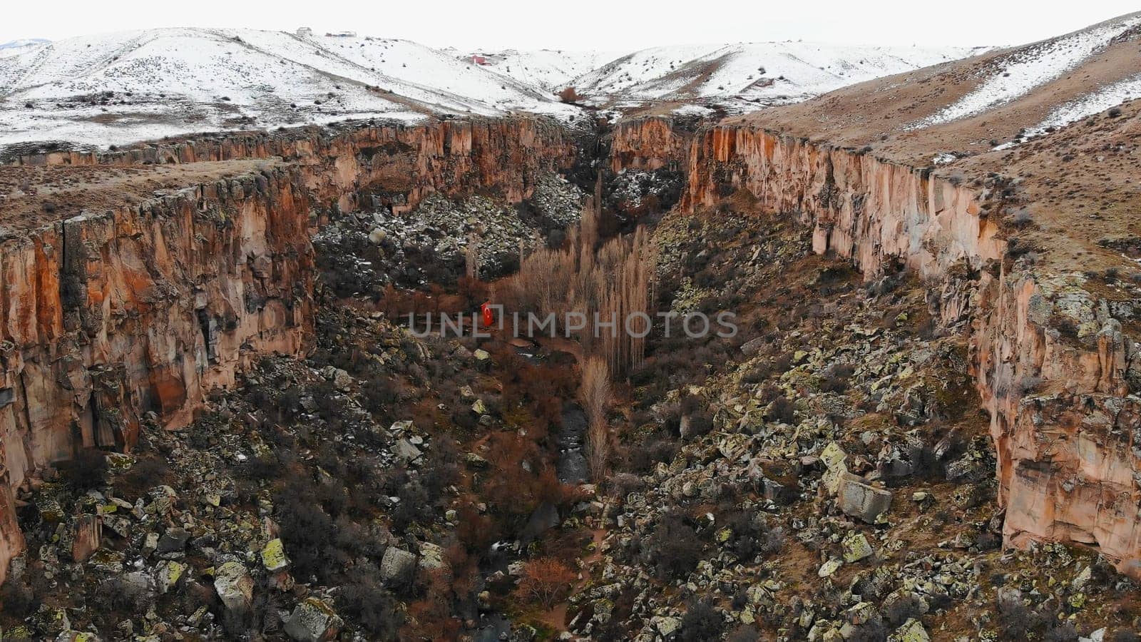 Ihlara Valley in Turkey, Known as Ihlara Vadisi in Turkish, the valley is biggest canyon and has a green trees and small river