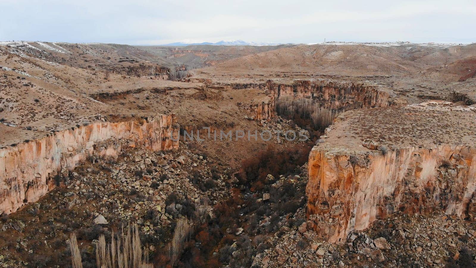 Ihlara Valley in Turkey, Known as Ihlara Vadisi in Turkish, the valley is biggest canyon and has a green trees and small river