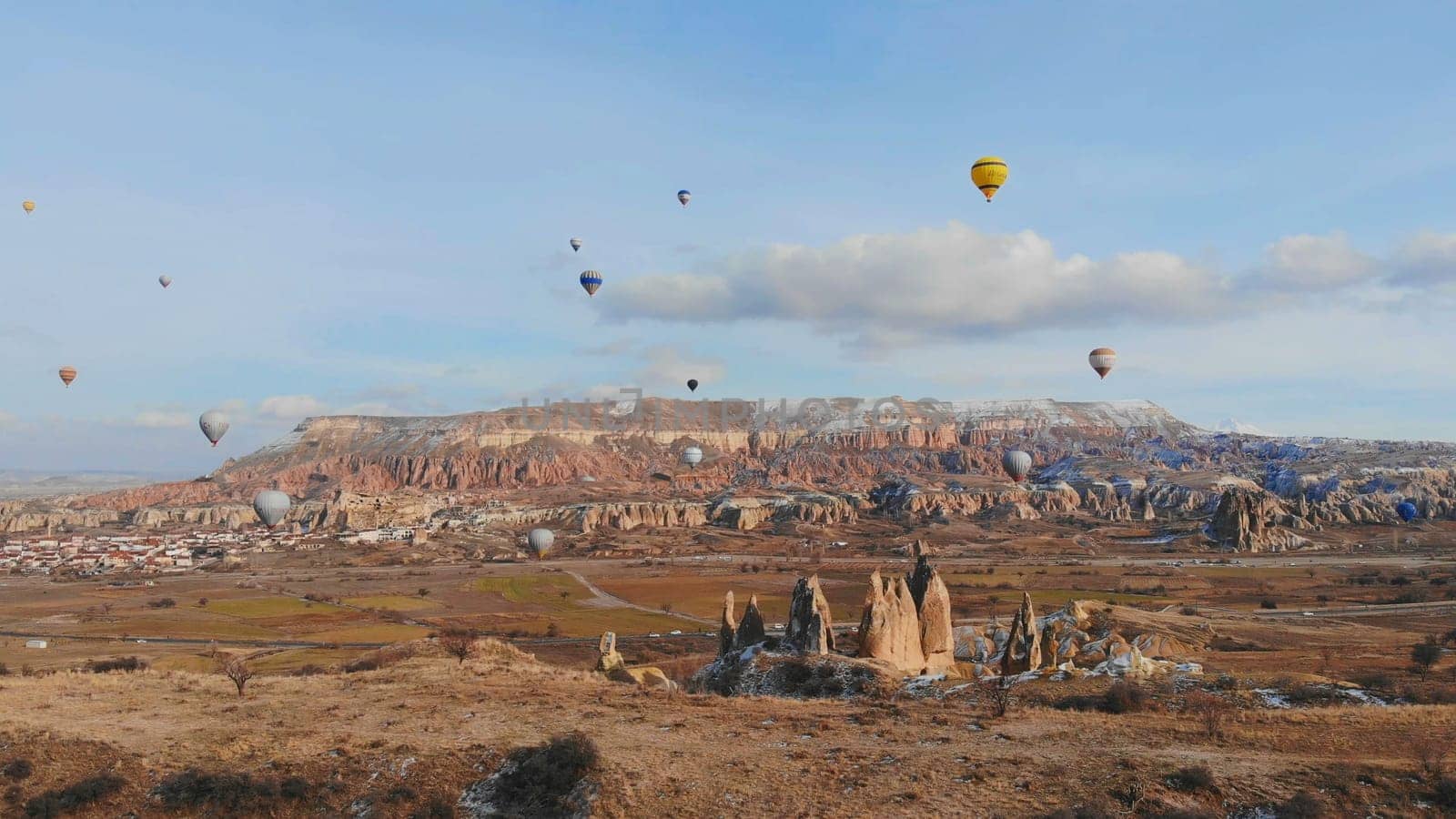 Beautiful Nature of Cappadocia on with balloons. Turkey