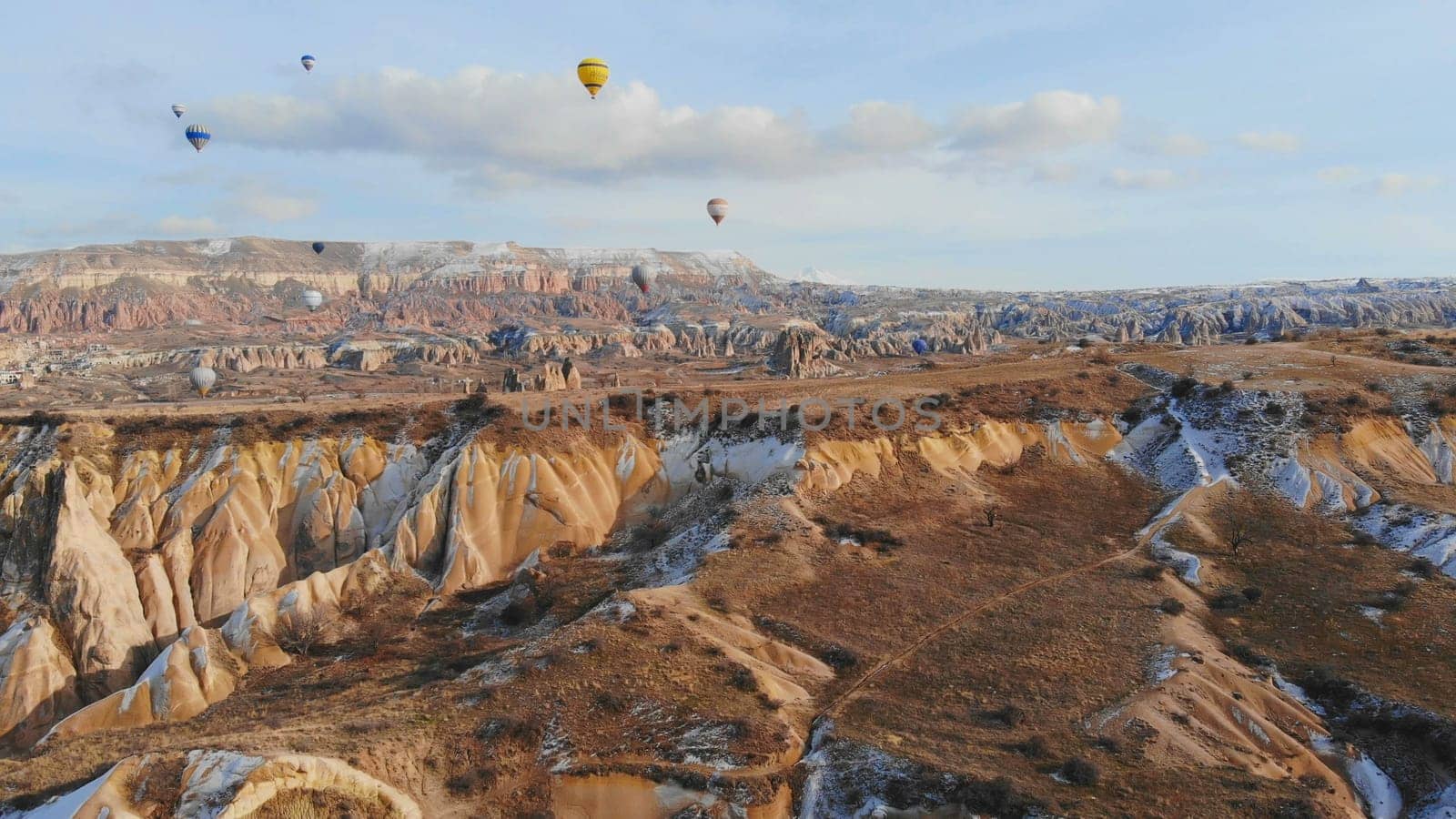 Beautiful Nature of Cappadocia on with balloons. Turkey