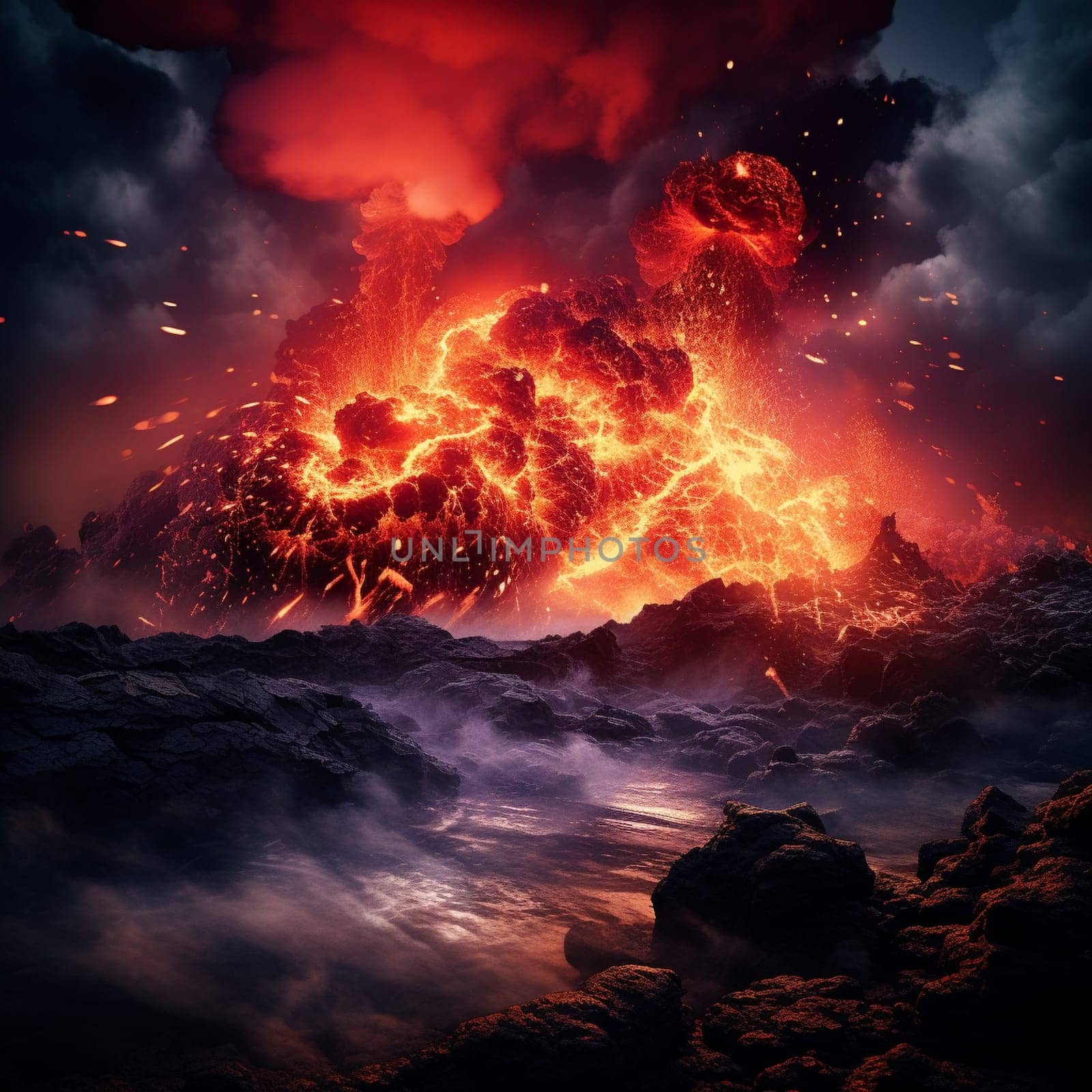 Firestorm Burst: Vivid and Dynamic Image of an Intense Volcanic Eruption by Sahin