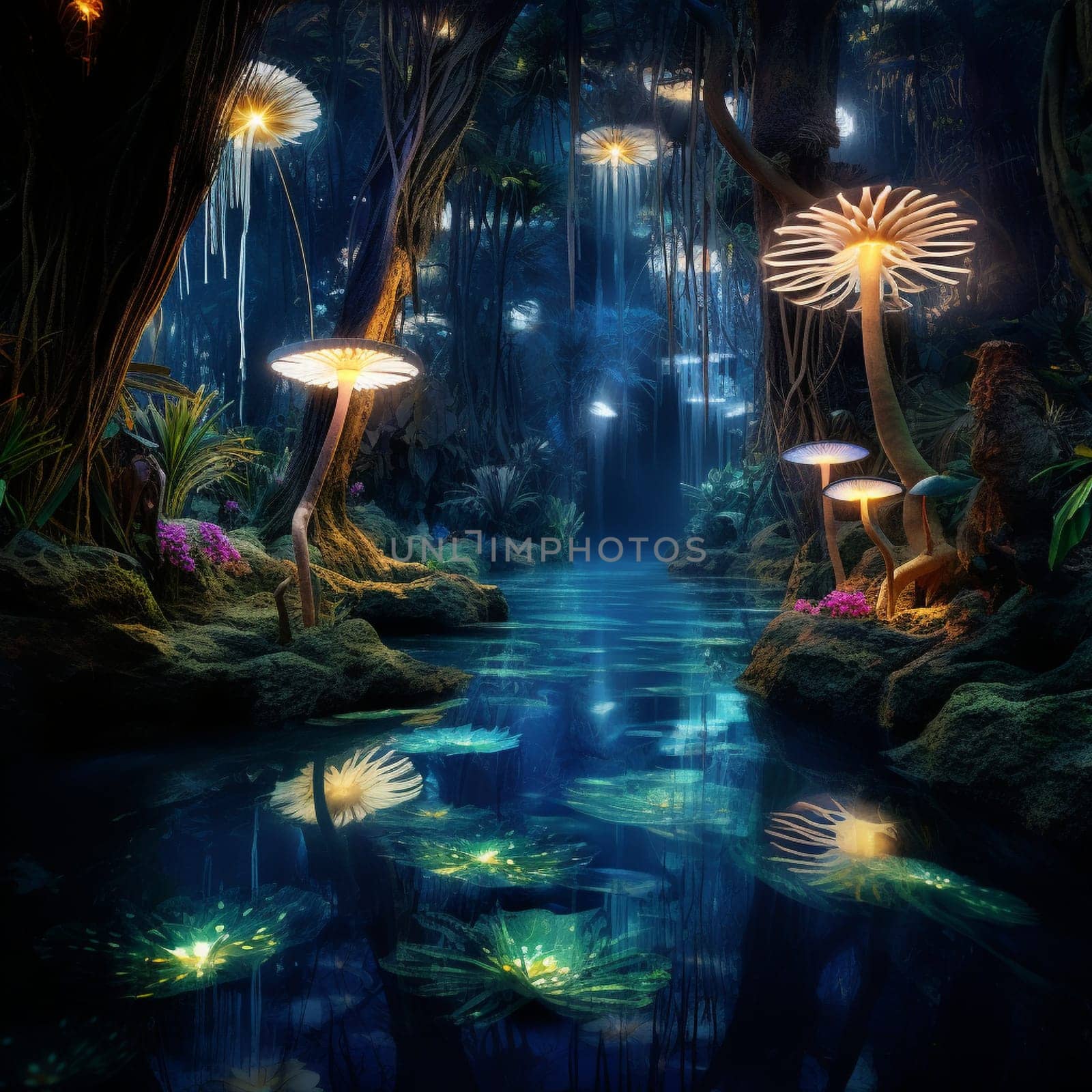 Enchanted Lagoon: A Glowing Haven of Bioluminescence by Sahin